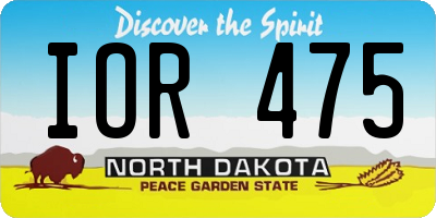 ND license plate IOR475