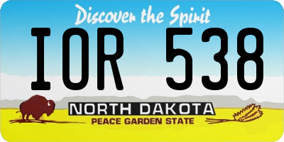 ND license plate IOR538