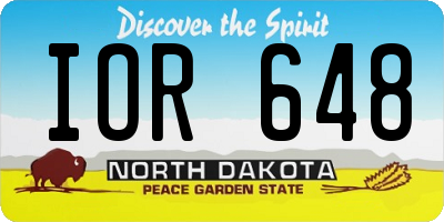 ND license plate IOR648
