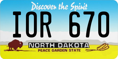 ND license plate IOR670