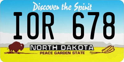 ND license plate IOR678