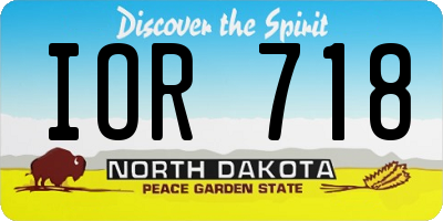 ND license plate IOR718
