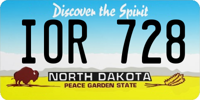 ND license plate IOR728