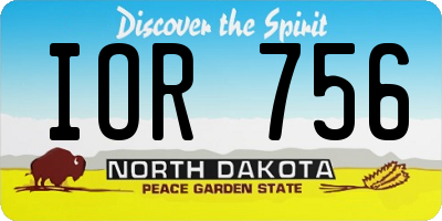 ND license plate IOR756