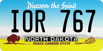 ND license plate IOR767
