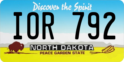 ND license plate IOR792