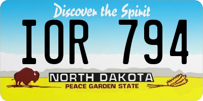 ND license plate IOR794