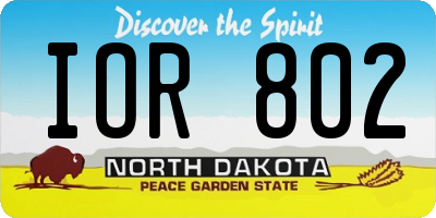 ND license plate IOR802