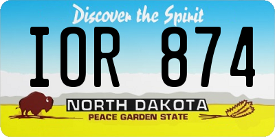 ND license plate IOR874