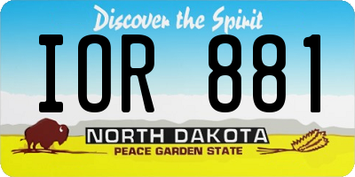 ND license plate IOR881