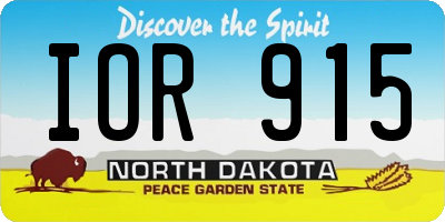 ND license plate IOR915