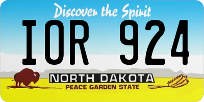 ND license plate IOR924