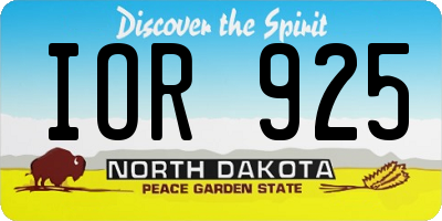 ND license plate IOR925