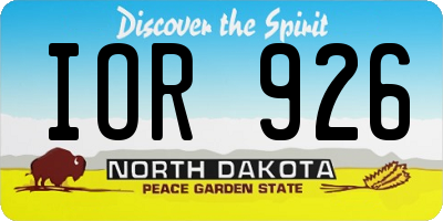 ND license plate IOR926
