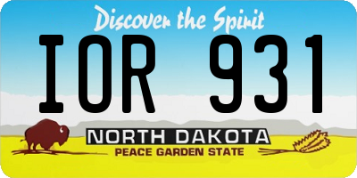 ND license plate IOR931