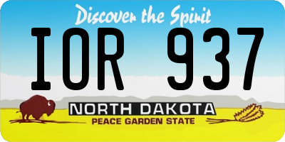 ND license plate IOR937