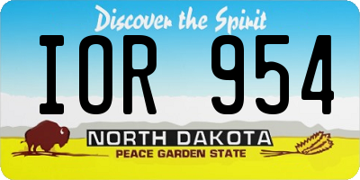 ND license plate IOR954