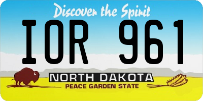 ND license plate IOR961