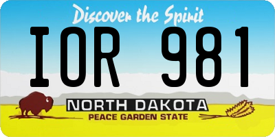 ND license plate IOR981