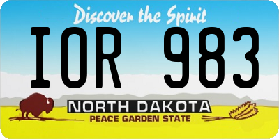 ND license plate IOR983