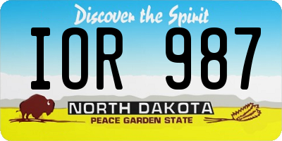 ND license plate IOR987