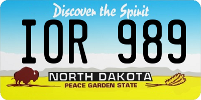 ND license plate IOR989
