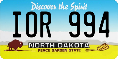 ND license plate IOR994