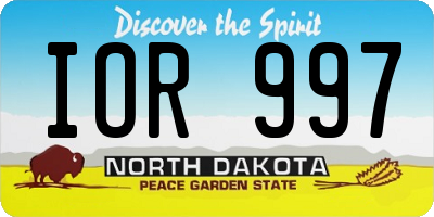 ND license plate IOR997