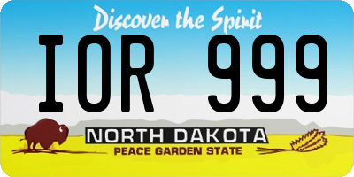 ND license plate IOR999