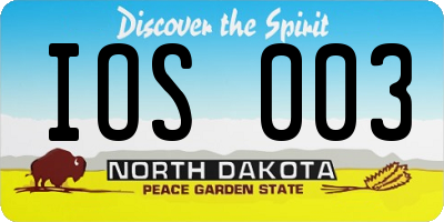 ND license plate IOS003