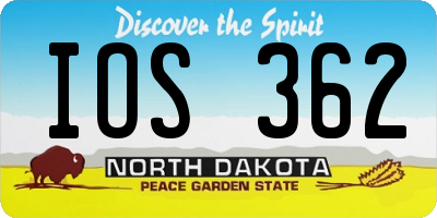 ND license plate IOS362