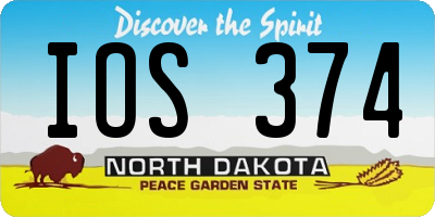 ND license plate IOS374
