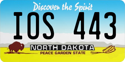 ND license plate IOS443