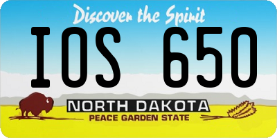 ND license plate IOS650