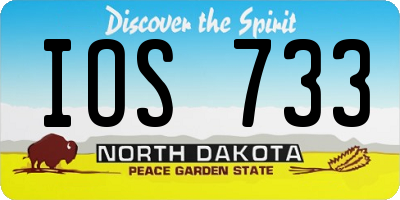 ND license plate IOS733