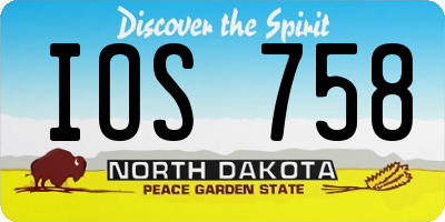 ND license plate IOS758