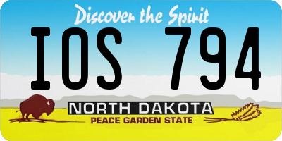 ND license plate IOS794