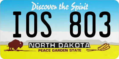 ND license plate IOS803
