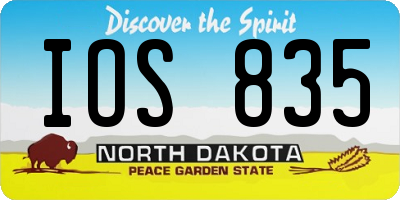 ND license plate IOS835