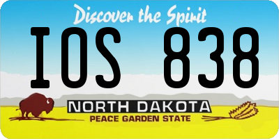 ND license plate IOS838