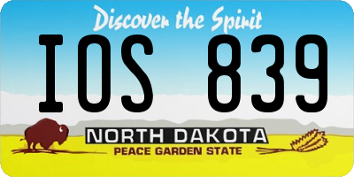 ND license plate IOS839