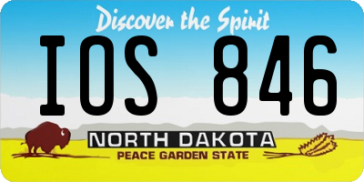 ND license plate IOS846