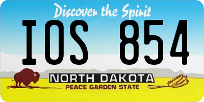 ND license plate IOS854