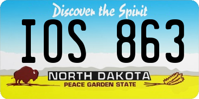 ND license plate IOS863