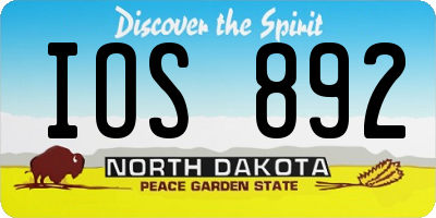 ND license plate IOS892