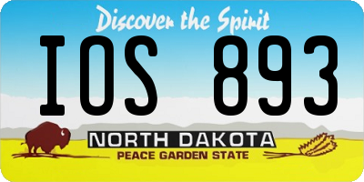 ND license plate IOS893