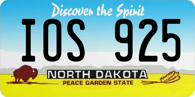 ND license plate IOS925
