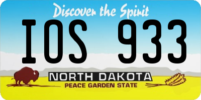 ND license plate IOS933