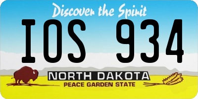 ND license plate IOS934
