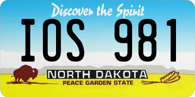ND license plate IOS981